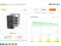 Bitcoin Mining Machine Antminer S21XP 270T 3645W Aircooling SHA-256 BTC BCH S21 XP 270T As