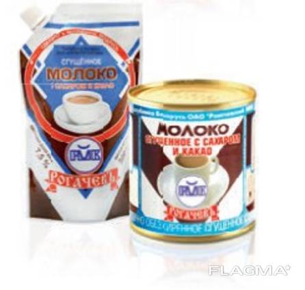 Condensed milk with sugar and cocoa partly fat free