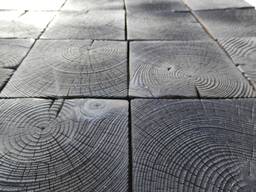 Decorative solid wood tiles in the style of Shou Sugi Ban
